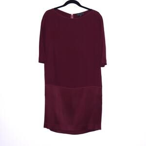JENNIFER TATTANELLI Panel Shift Dress Burgundy Half Sleeves Women's 40/ US 8